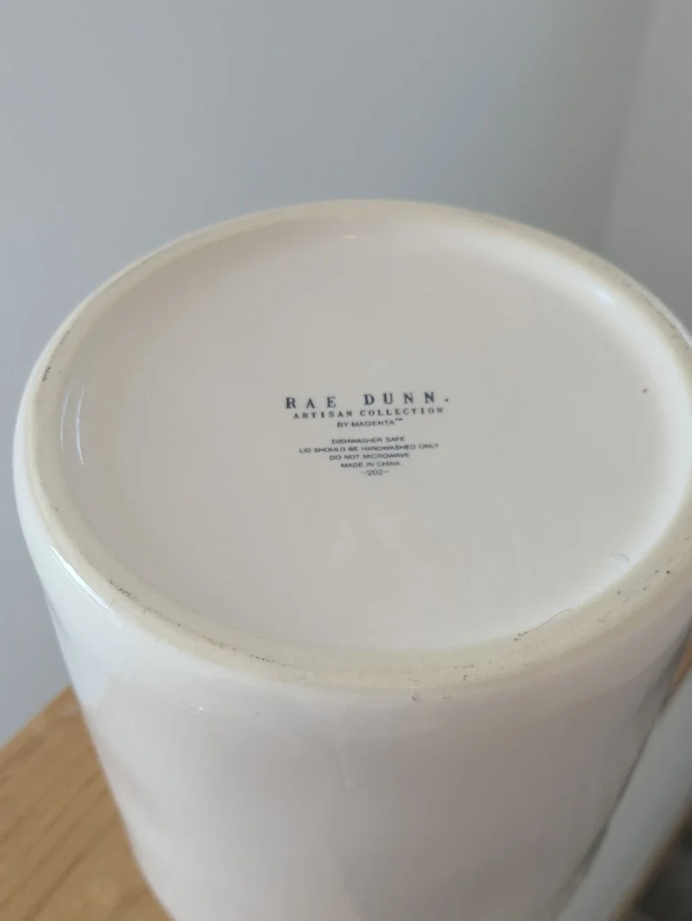 Rae Dunn White Ceramic Peppermint Canister with Red Script